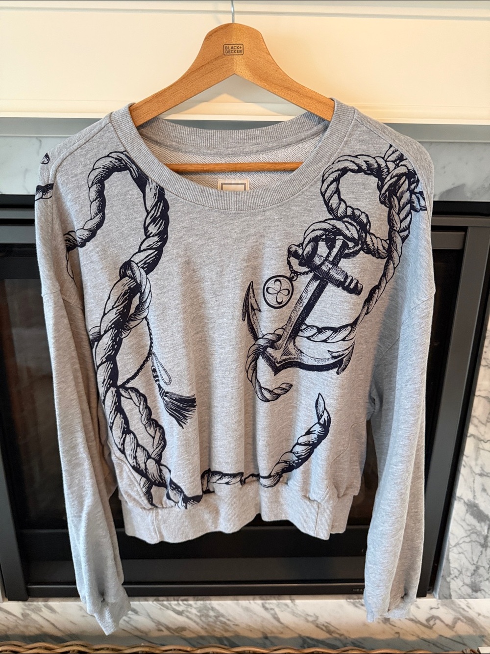 Maeve Nautical Cropped Sweatshirt
